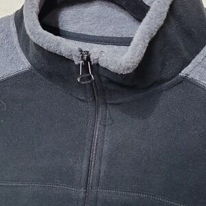Athletech Mens Large Fleece Jacket Full‎ Zip Gray Black Mock Neck Outdoor Casual